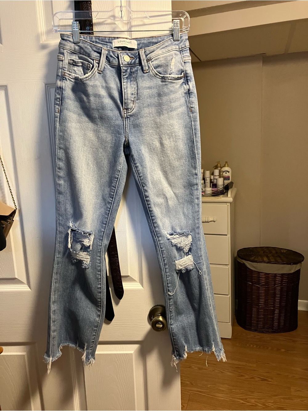 VERVET BY FLYING MONKEY Light Blue Distressed Wide Leg Jeans